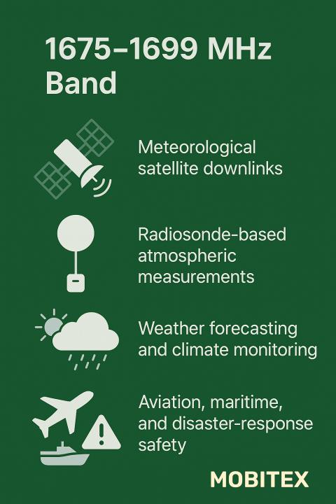 1675 MHz – 1699 MHz L-Band Meteorological Satellite Downlink
(Mobitex)