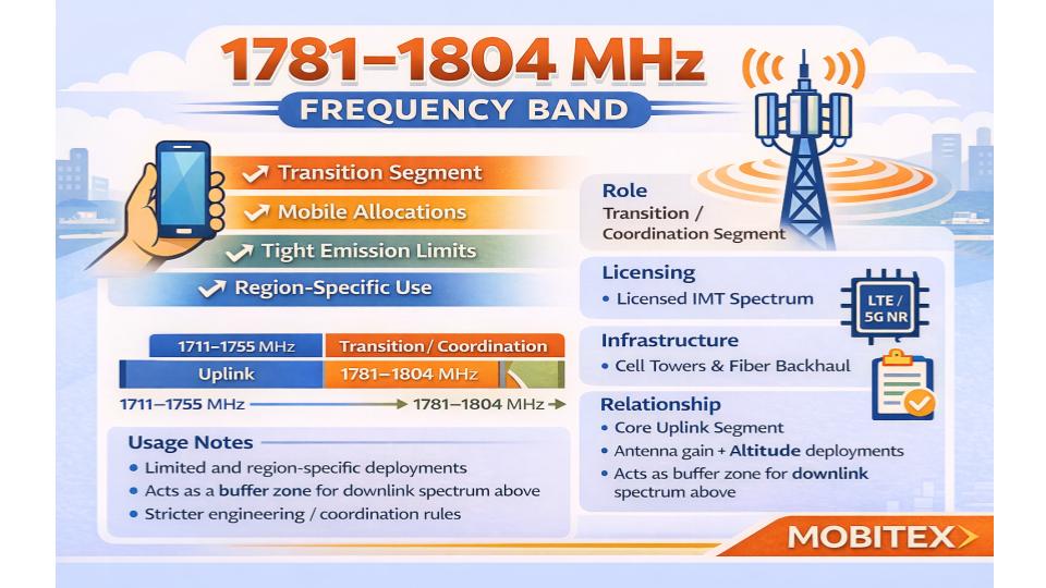 1781 to 1804 MHz Cellular (AWS-3 / IMT uplink)
 (Mobitex)